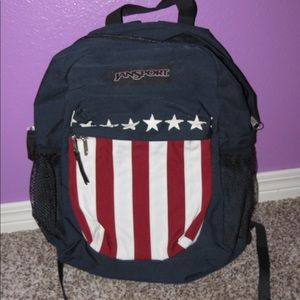 jansport red white and blue backpack